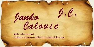 Janko Ćalović vizit kartica